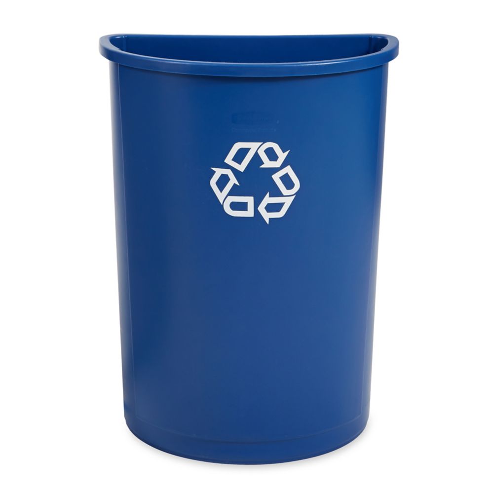 Rubbermaid Blue Half Round 21 Gal Recycling Container