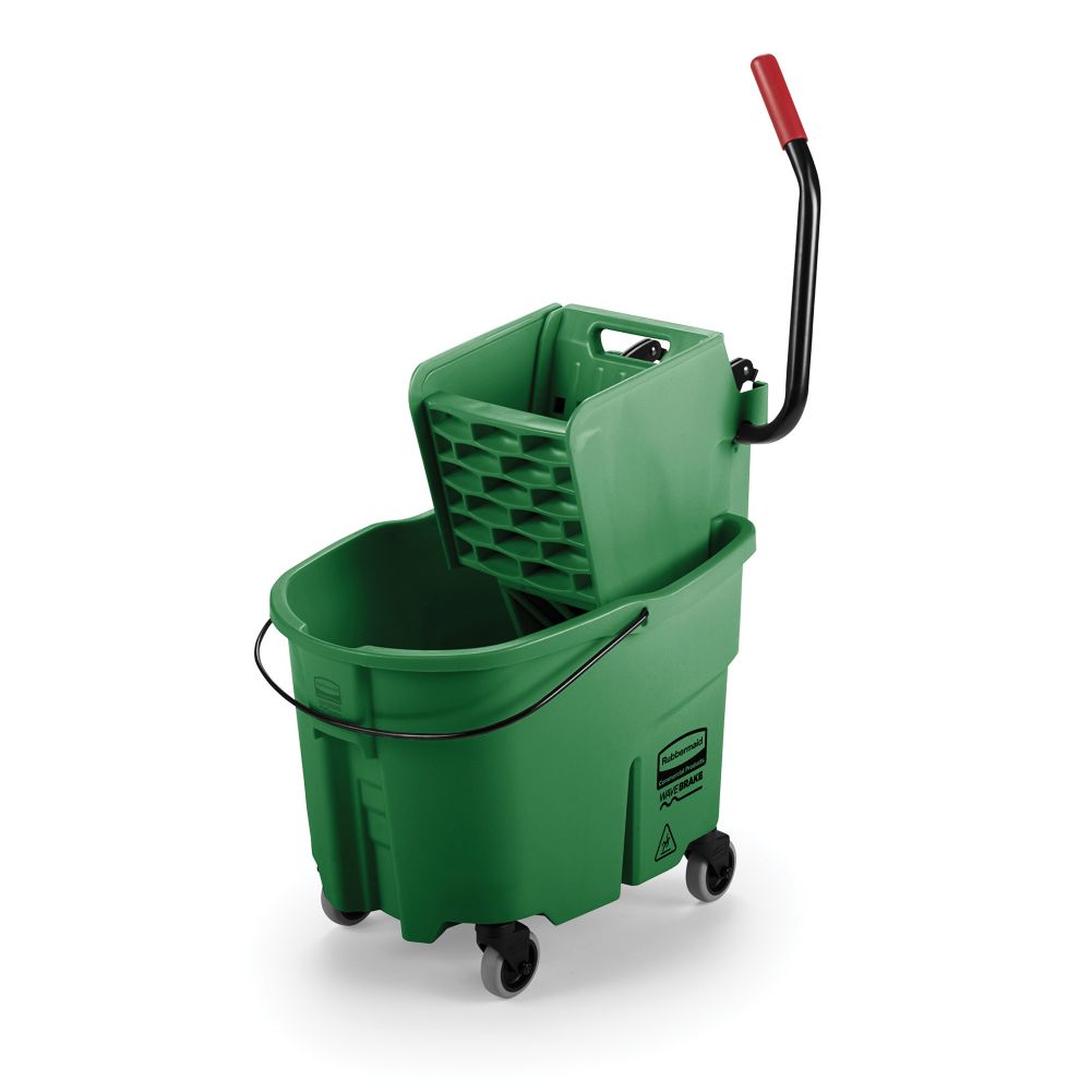 Rubbermaid WaveBrake&reg; Green 35 Qt Side Press Wringer Combo