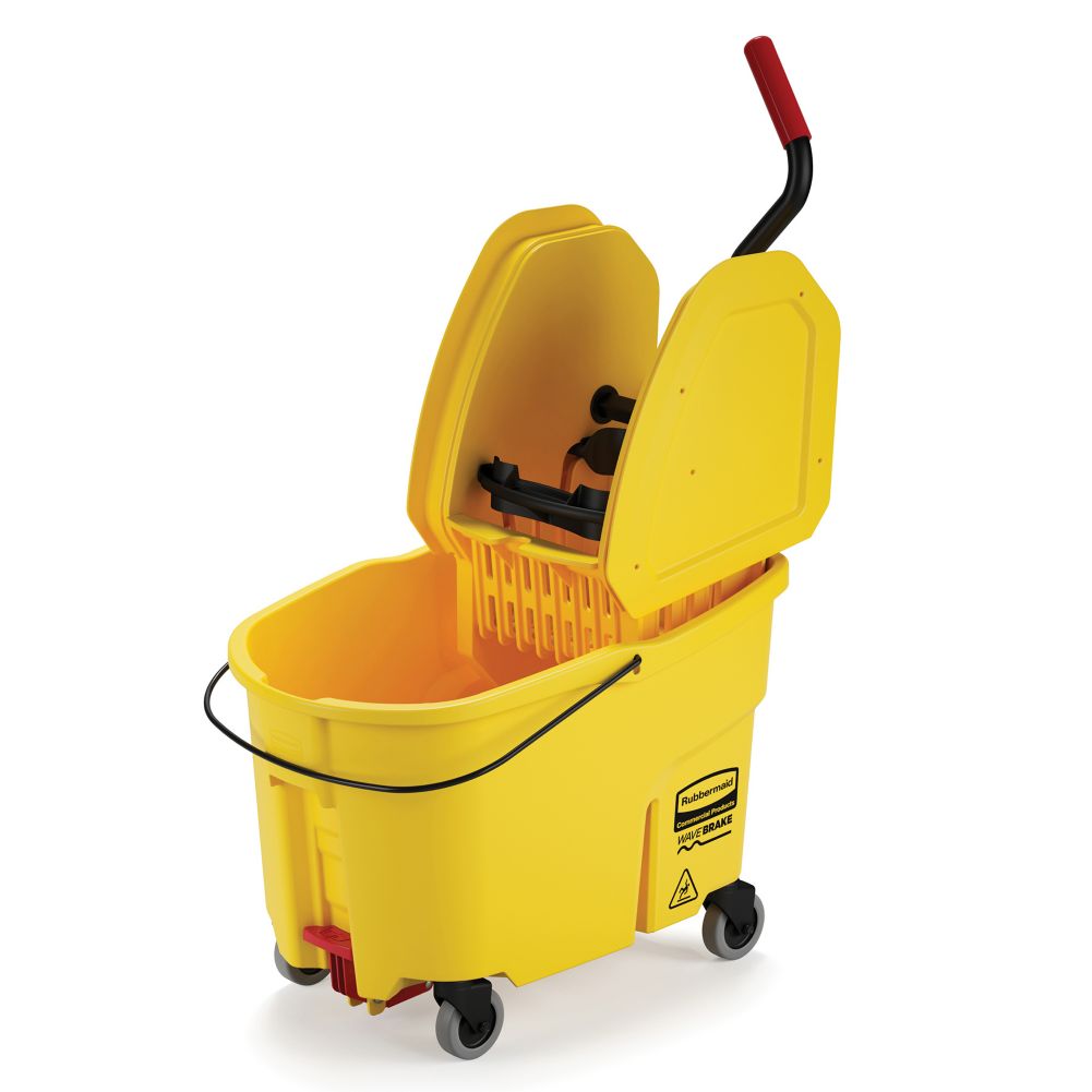 Rubbermaid WaveBrake&reg; Yellow 44 Qt Down Press Wringer Combo