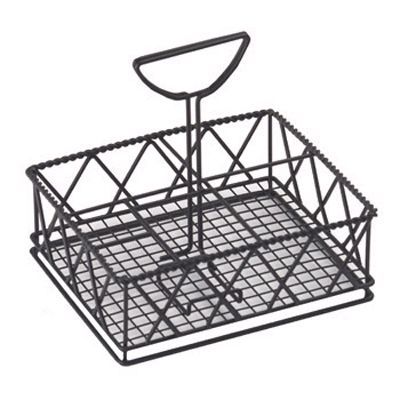 Large Black 5-Compartment Table Caddy, 7" x 9" x 8"