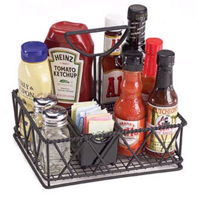 Large Black 5-Compartment Table Caddy, 7" x 9" x 8"