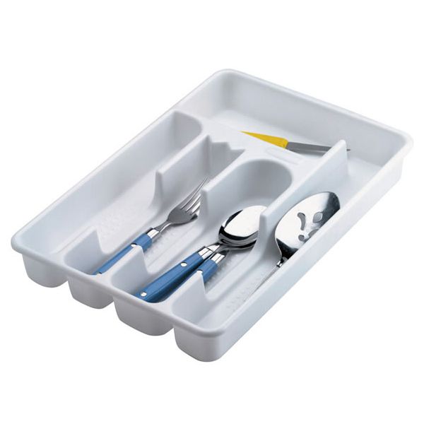 Rubbermaid Small White 5-Compartment Plastic Cutlery Tray
