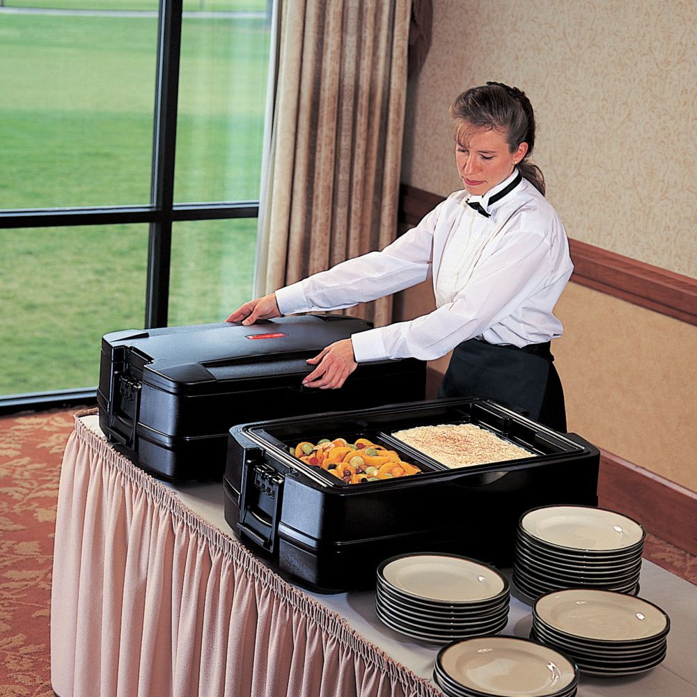 Rubbermaid CaterMax&trade; 50 Black Insulated 4-Pan Food Pan Carrier
