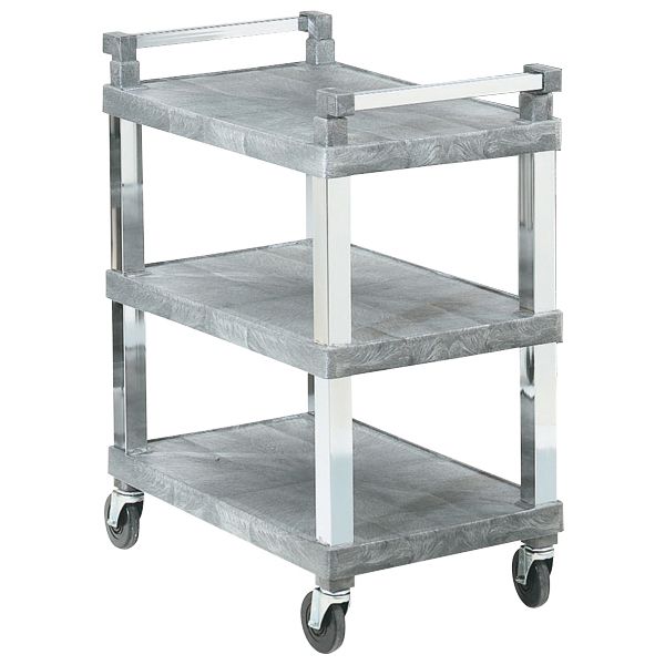 Open 3-Shelf Utility Cart w/ Chrome Uprights, Gray, 30-1/2x18-1/2x36