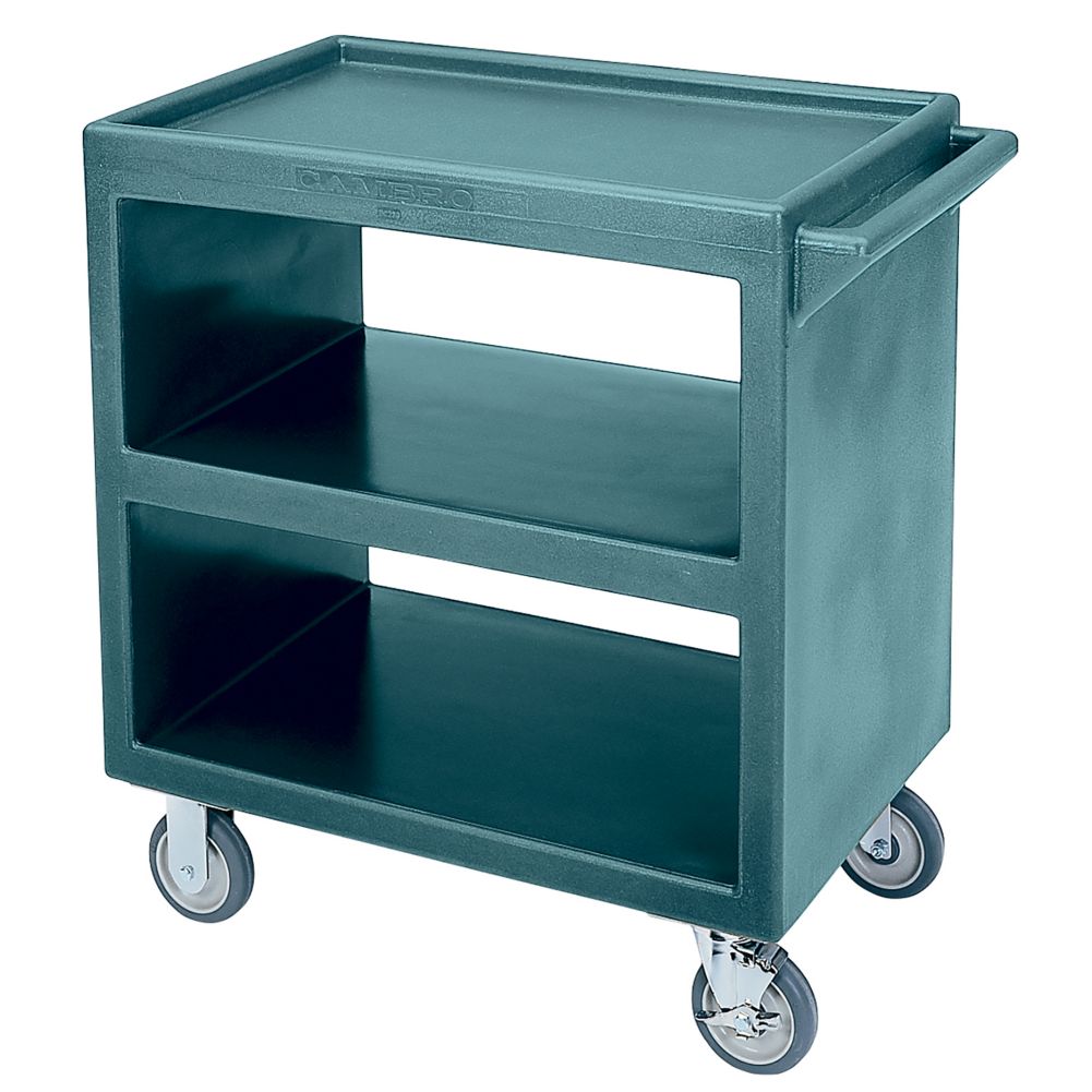 Cambro Slate Blue Open Side 3-Shelf Service Cart w/ 5" Casters