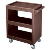 Cambro Dark Brown Open Side 3-Shelf Service Cart w/ 3" Casters