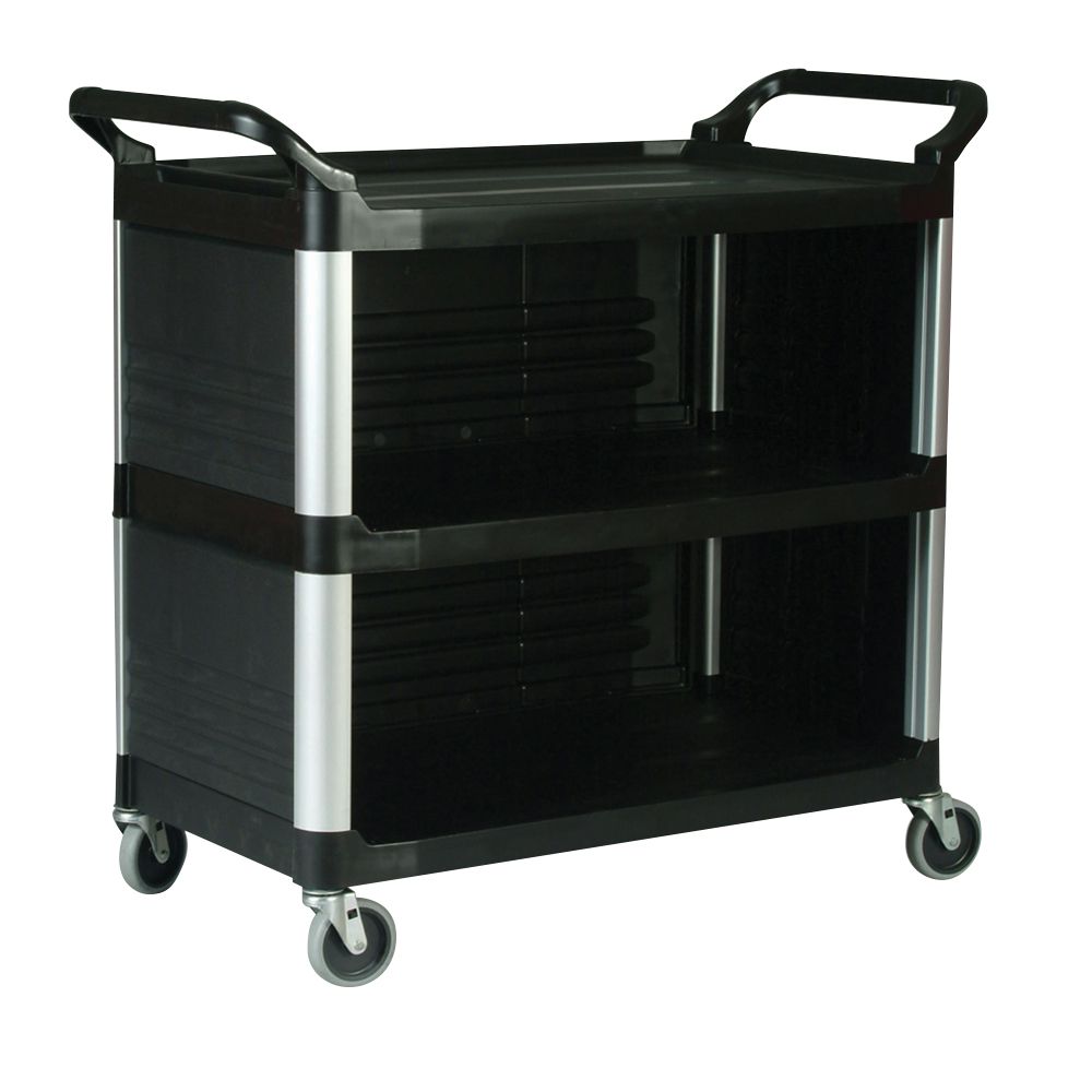 Rubbermaid Xtra&trade; Black 3-Side Enclosed Utility Cart