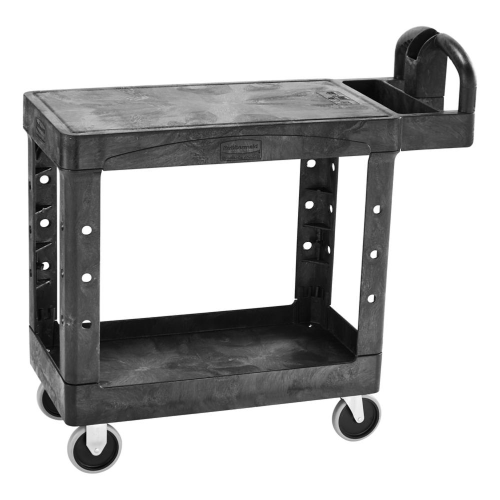 Rubbermaid Black Flat Shelf Utility Cart, 38"x19"x33"