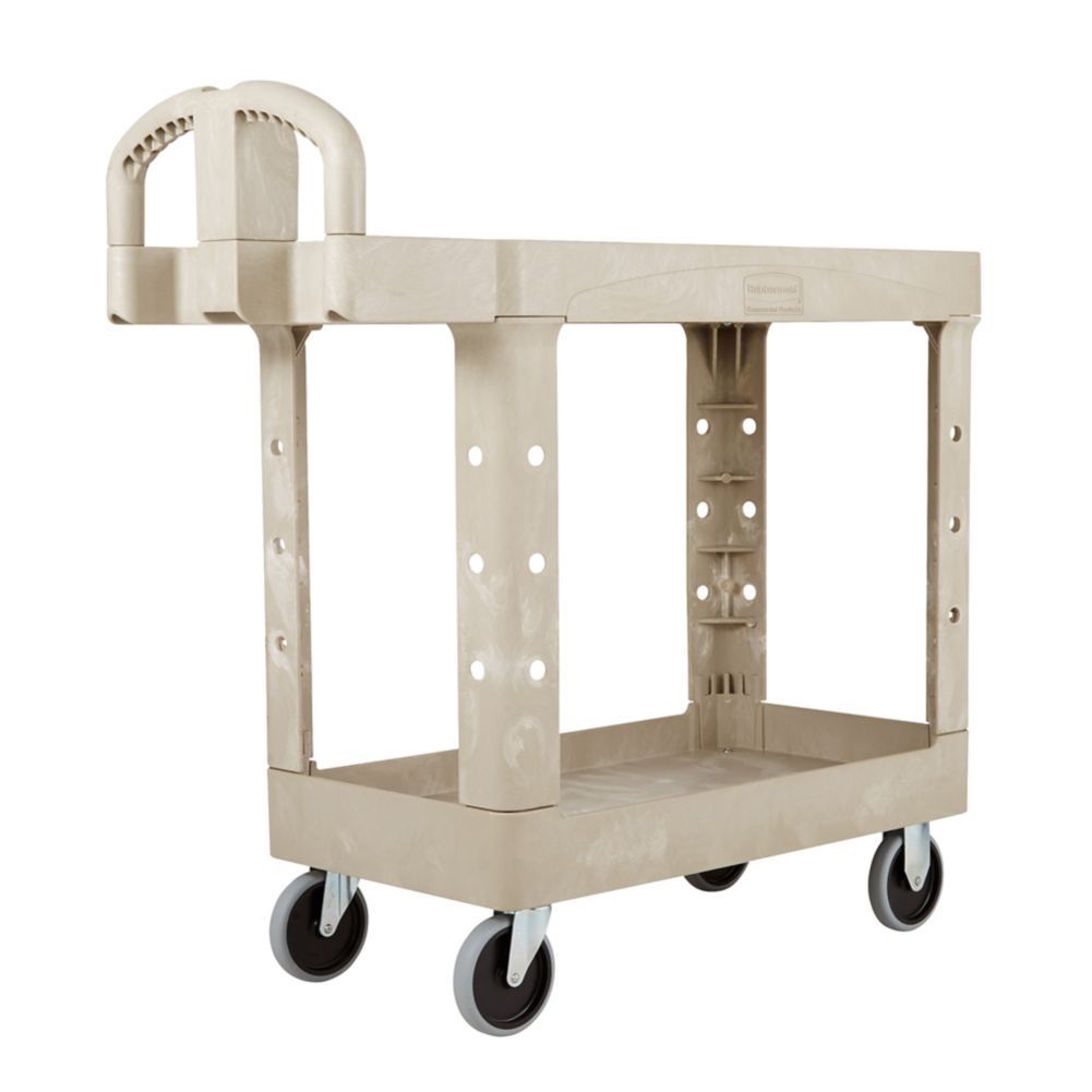 Rubbermaid Beige Flat Shelf Utility Cart, 38" x 19"