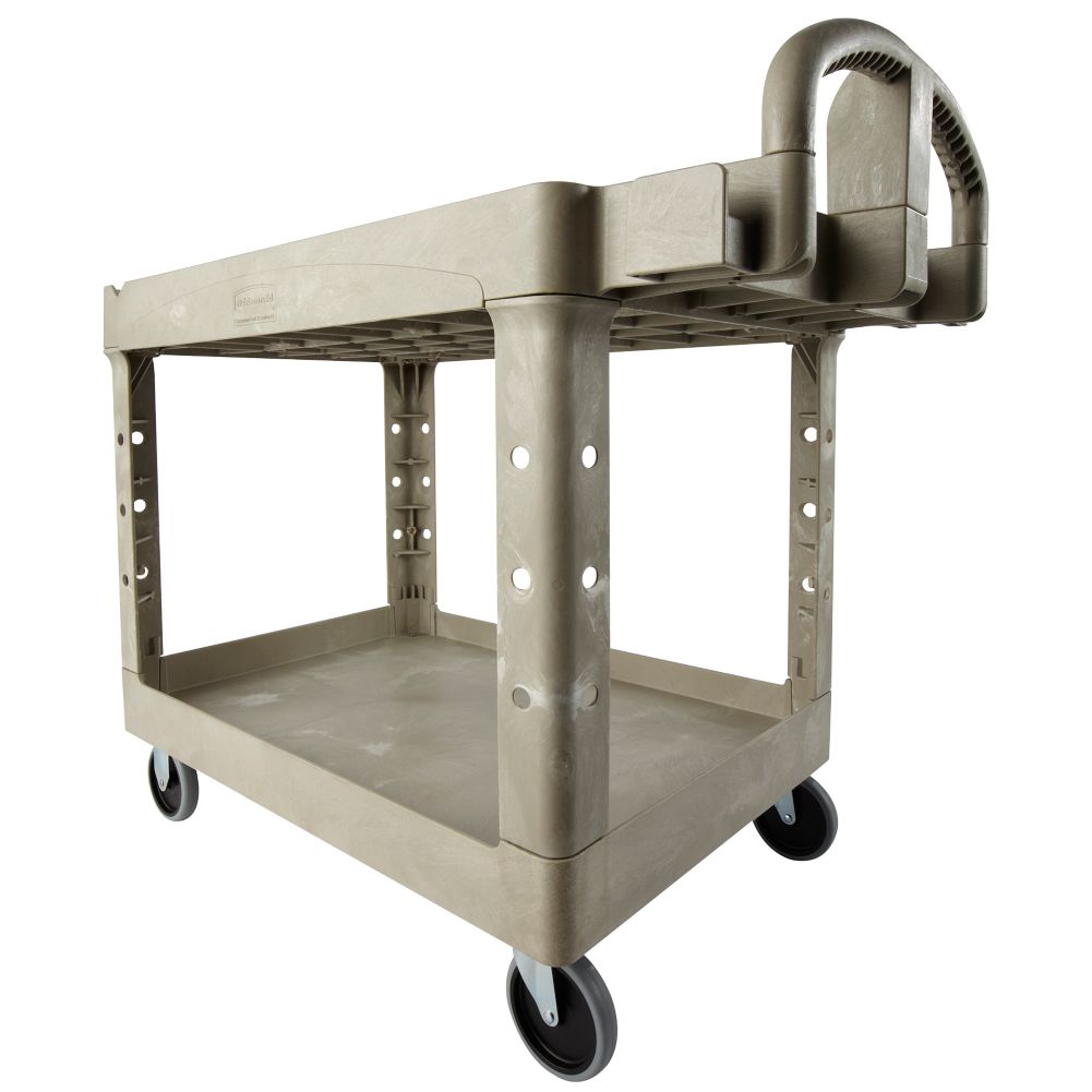 Rubbermaid Beige 2-Shelf Utility Cart, 45" x 26"