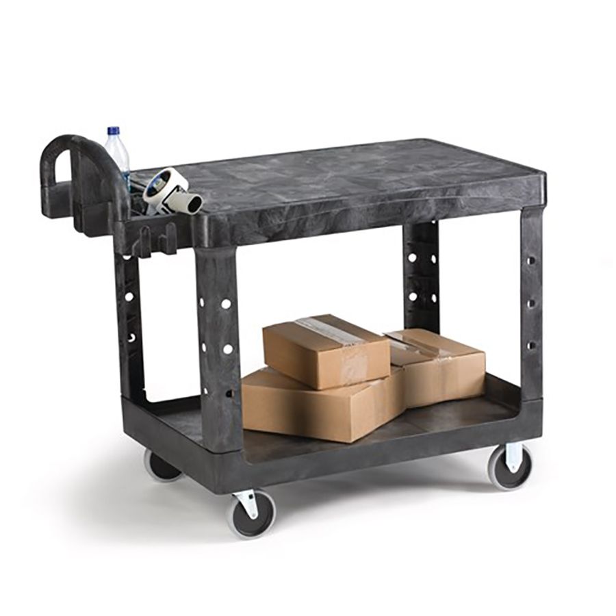 Rubbermaid Black Flat Shelf Utility Cart, 44"x26"x33"