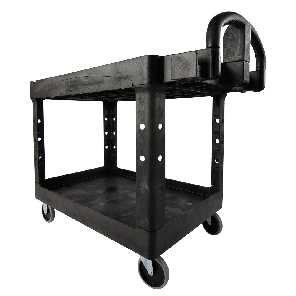 Rubbermaid Black 2-Shelf Utility Cart, 45" x 26"