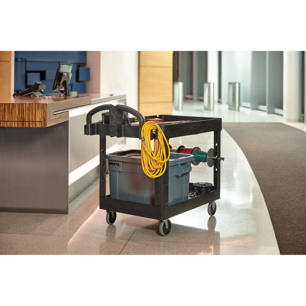 Rubbermaid Black 2-Shelf Utility Cart, 45" x 26"