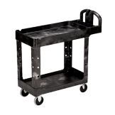 Rubbermaid Black 2-Shelf Utility Cart, 39" x 18"