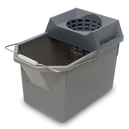 Rubbermaid Steel Gray Plastic 15 Qt Pail w/ Mop Strainer System