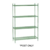 Epoxy Coated Metal Post For Wire Shelving, Green, 74"