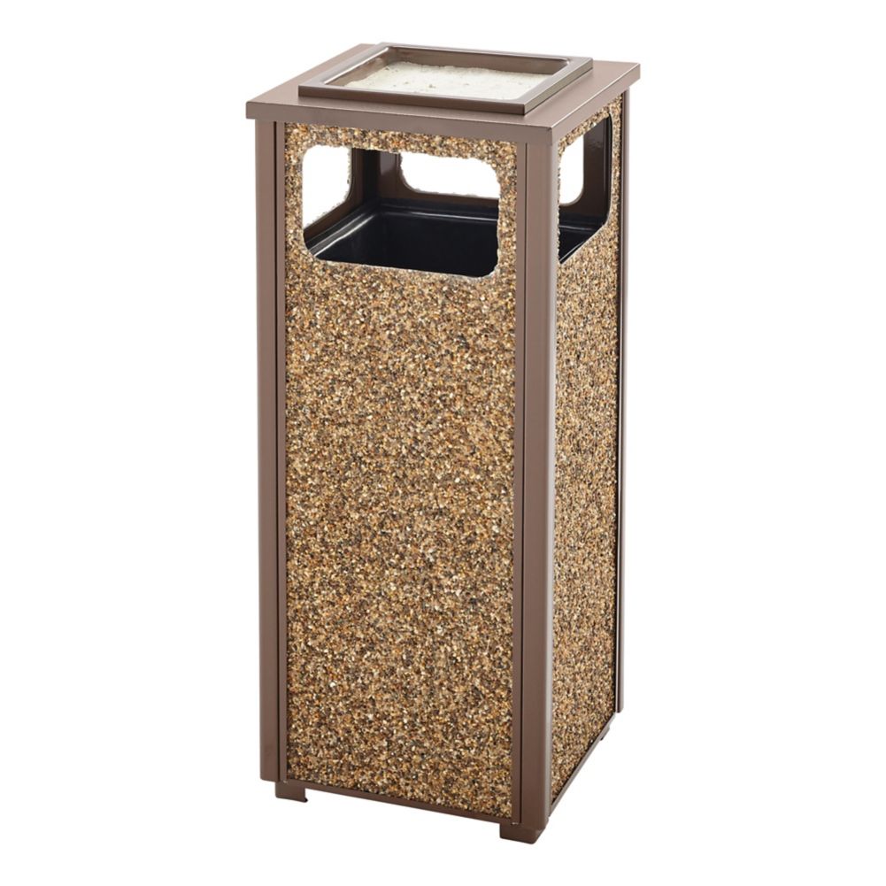 Rubbermaid Aspen Brown 12 Gal Ash / Trash Can w/ Sand Urn