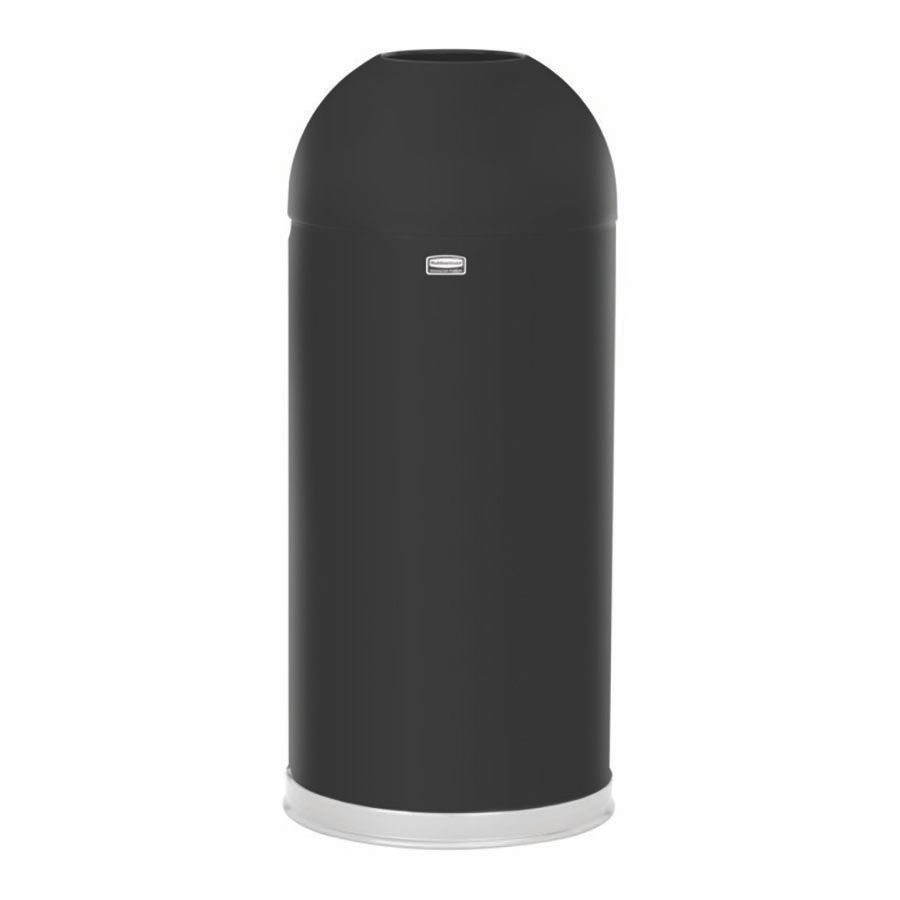 Rubbermaid Black Steel Round Open Top 15 Gal Trash Can