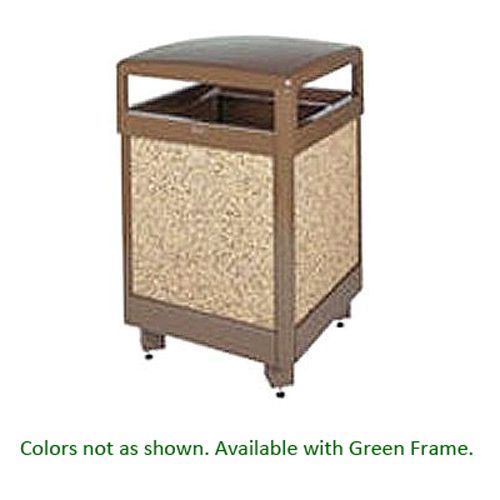 Rubbermaid Aspen Green Hinged Top 38 Gal Trash Can
