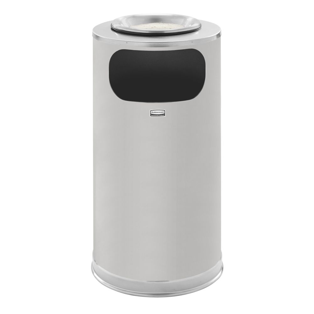 Rubbermaid Satin S/S Sand Top 12 Gal Ash / Trash Can