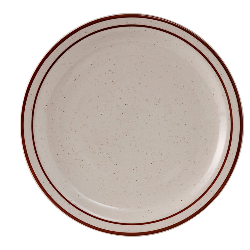 Tuxton&reg; Bahamas 9-1/2" Eggshell Plate With Brown Bands
