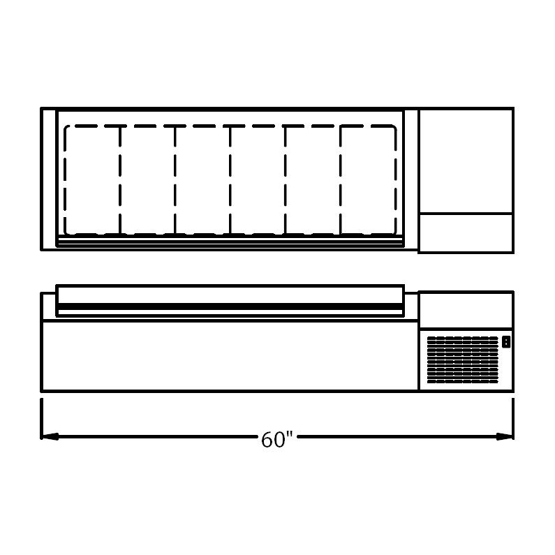 Randell&reg; 60" Refrigerated Countertop Condiment Rail