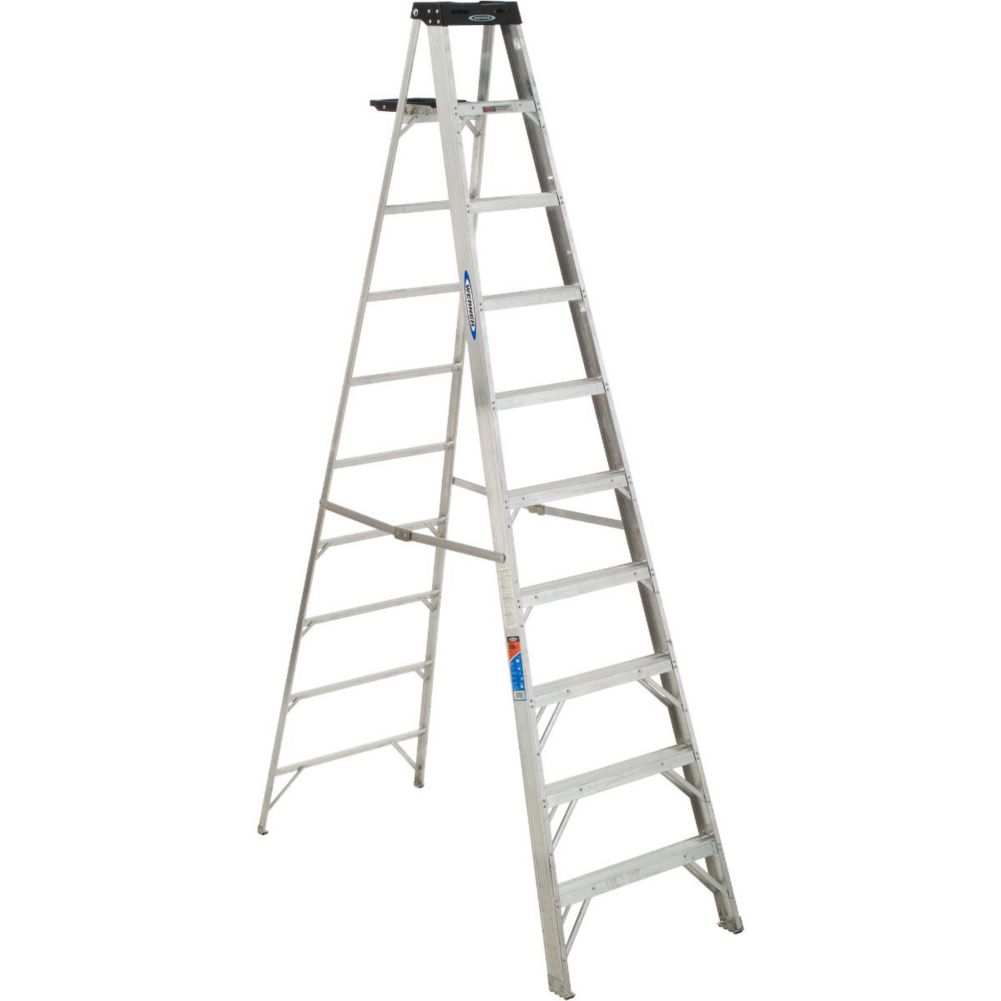 Aluminum Step Ladder, 10', 300 lb Capacity