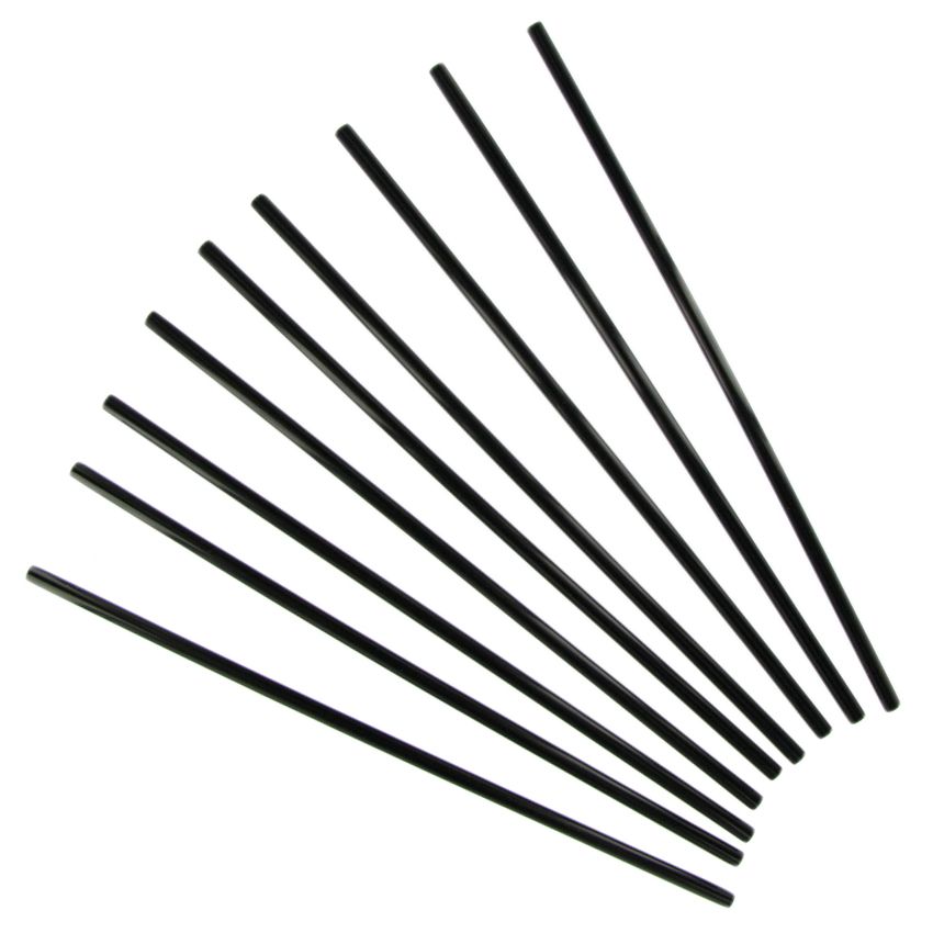 Spirit&trade; Black Plastic Giant Unwrapped 12" Straws