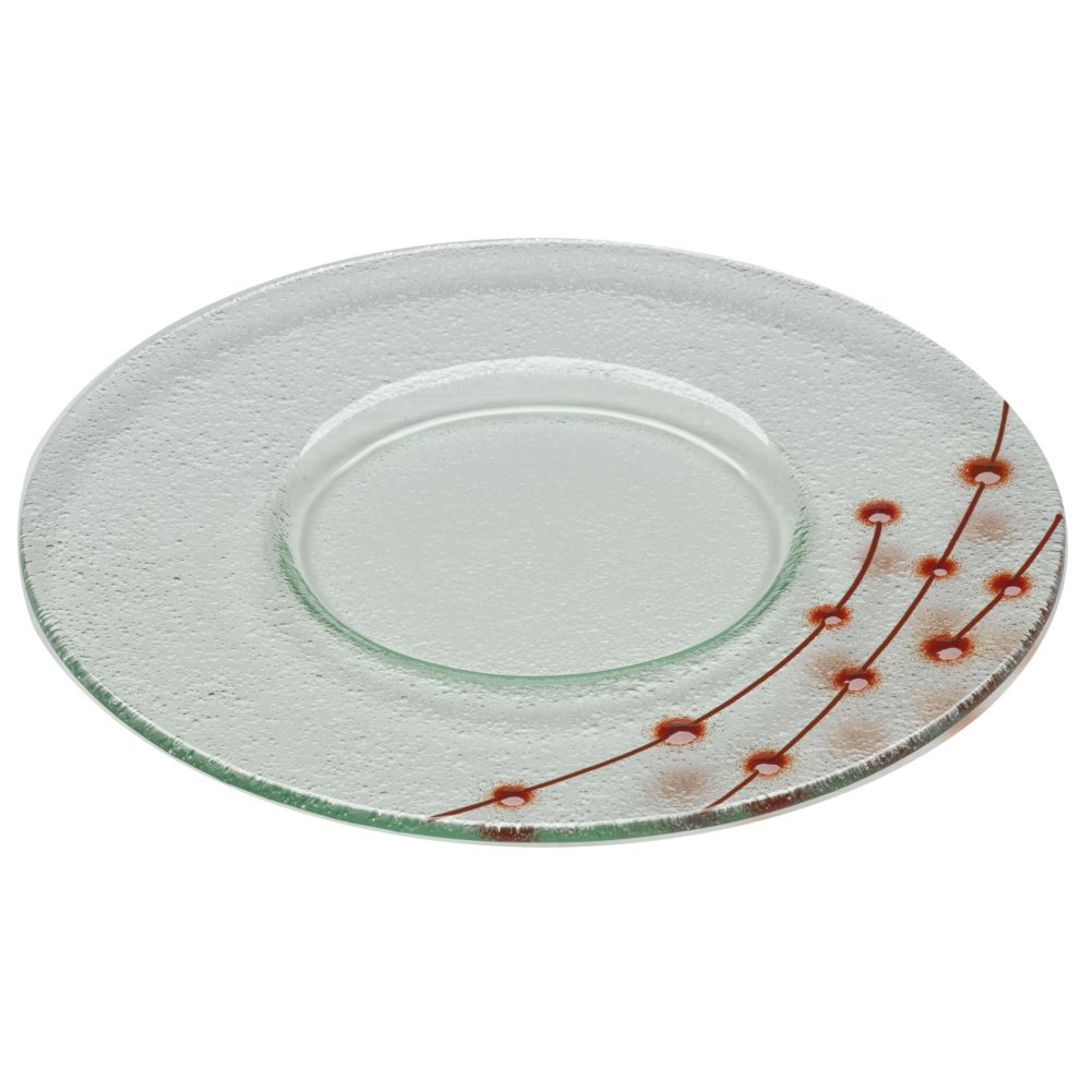 Steelite Creations Glass 12&frac12;" Plate with Red Pearl Trim