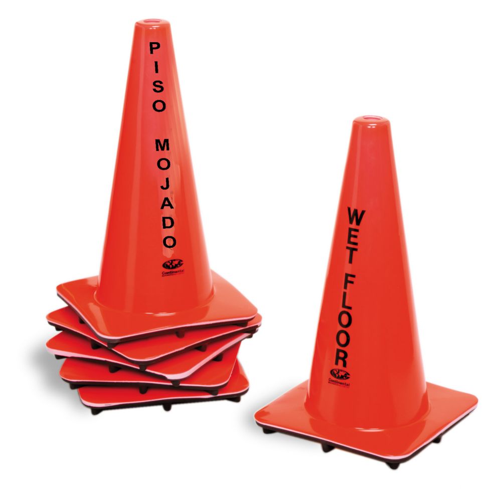 Continental Orange 18" Bilingual Wet Floor Cone