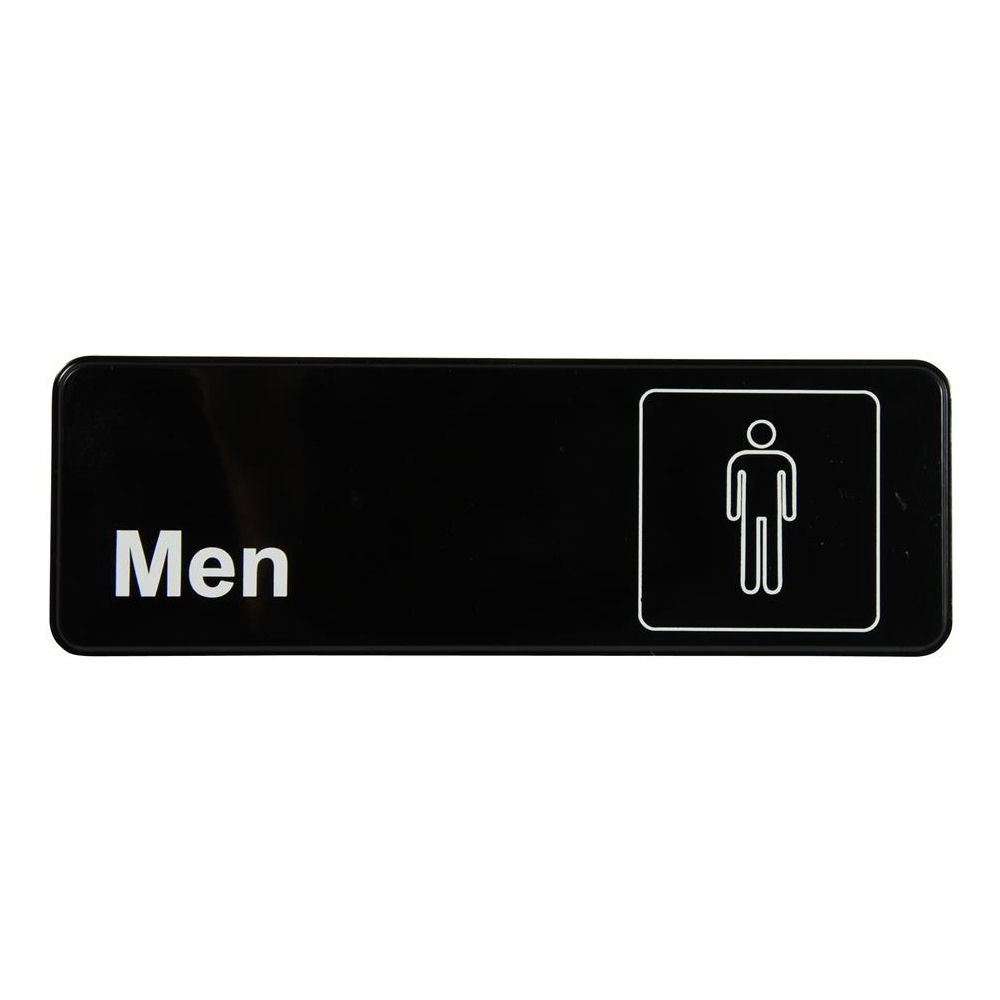 Traex&reg; "Men" Restroom White on Black Symbol Sign