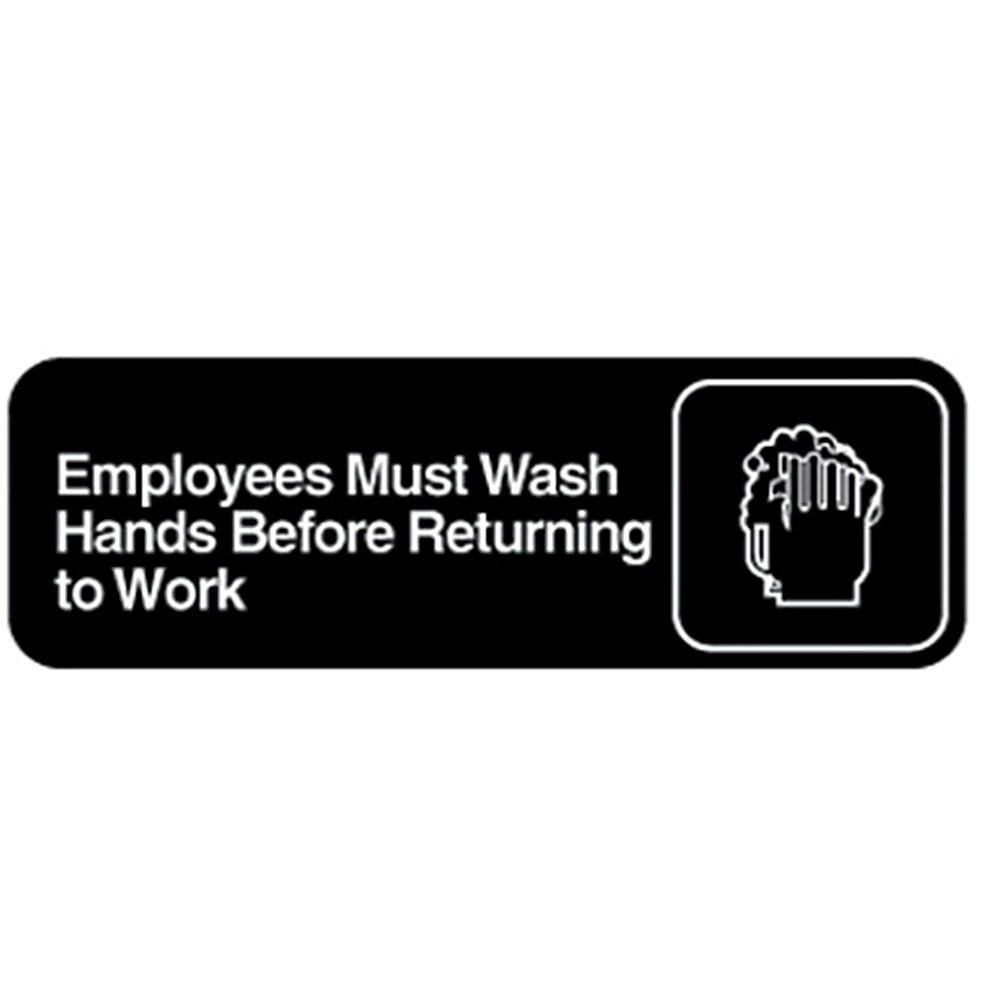 Traex&reg; "Employees Must Wash Hands" Symbol Black Sign