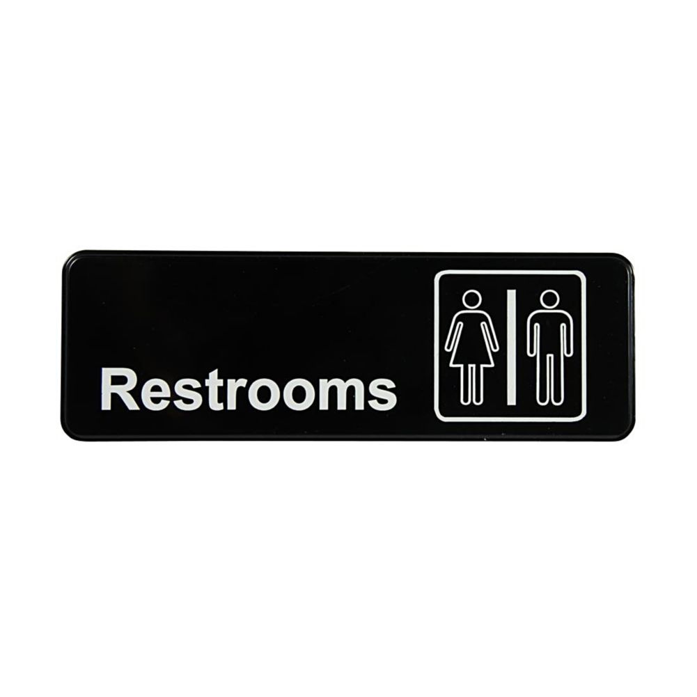 Traex&reg; "RESTROOM" White on Black Sign