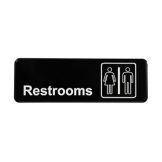 Traex&reg; "RESTROOM" White on Black Sign