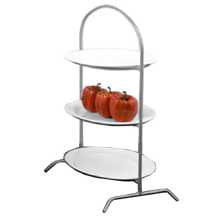 Dover European Metalworks Chrome Plated 3-Tier Entree Stand w/ Plates