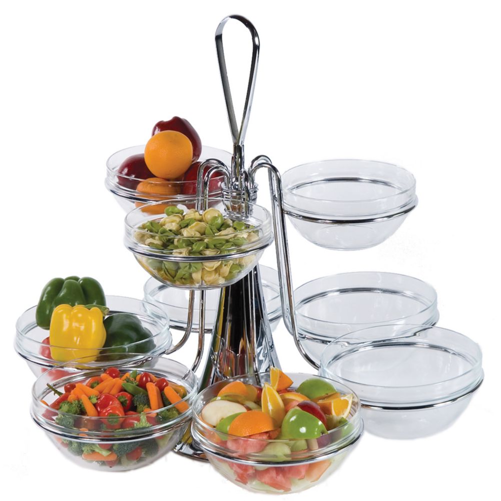 Buffet Euro Chrome Revolving Centerpiece w/ Nine Glass Bowls