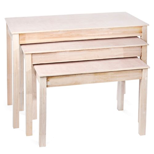 Willow Specialties Set Of 3 White Washed Wood Tables