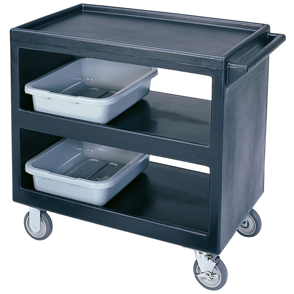 Cambro Black Open Side 3-Shelf Service Cart