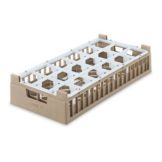 Half Size Medium 18-Compartment Glass Rack, Cocoa, 10x19-1/4x5-11/16