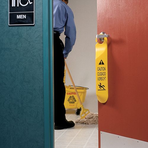 Rubbermaid Yellow Multilingual 19" Hanging Safety Sign