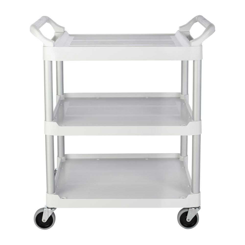 Rubbermaid Off White 3-Shelf Utility Cart w/ 4" Swivel Casters