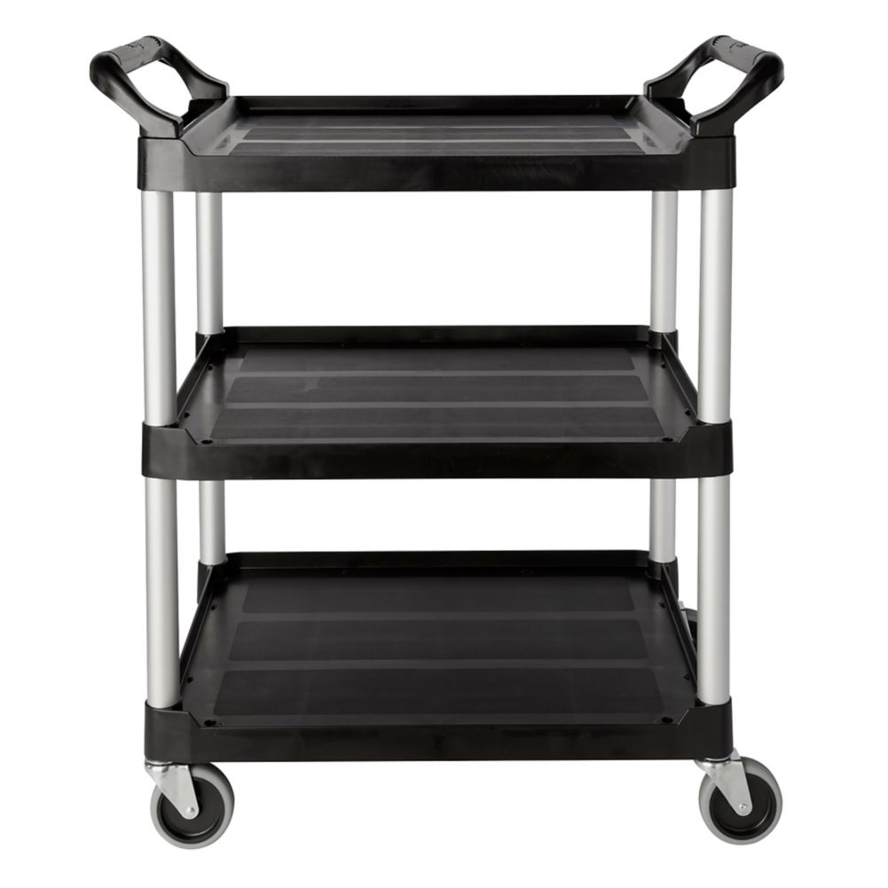 Rubbermaid Black 3-Shelf Utility Cart w/ 4" Swivel Casters