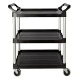 Rubbermaid Black 3-Shelf Utility Cart w/ 4" Swivel Casters