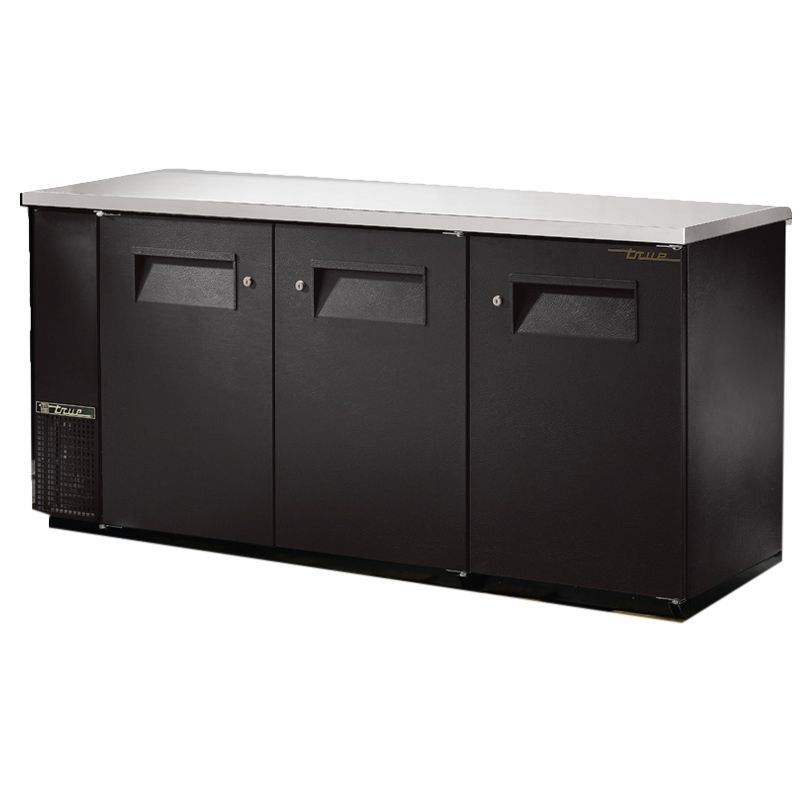 True&reg; Black Solid Door Food Rated Back Bar Cooler for 180 6-Packs