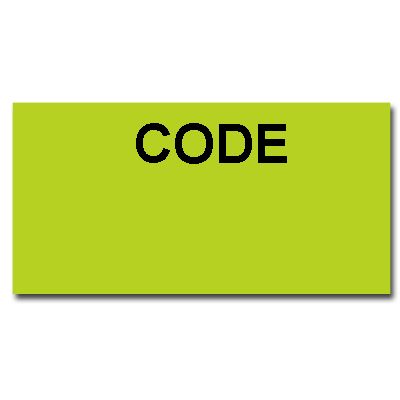 Florescent Green Label w/ Black Print "CODE" for Monarch Gun
