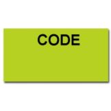 Florescent Green Label w/ Black Print "CODE" for Monarch Gun