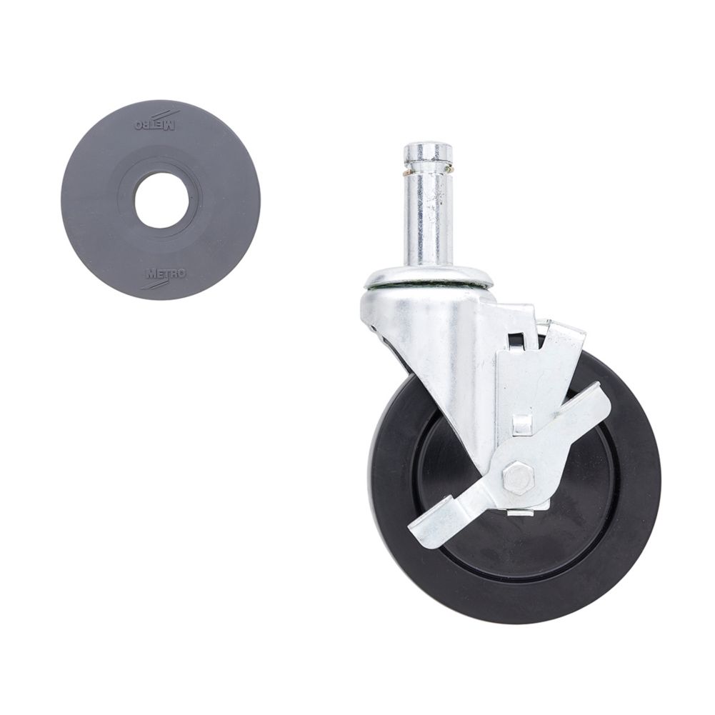 Super Erecta Resilient Tread Brake Stem Caster, 5" w/ Bumper