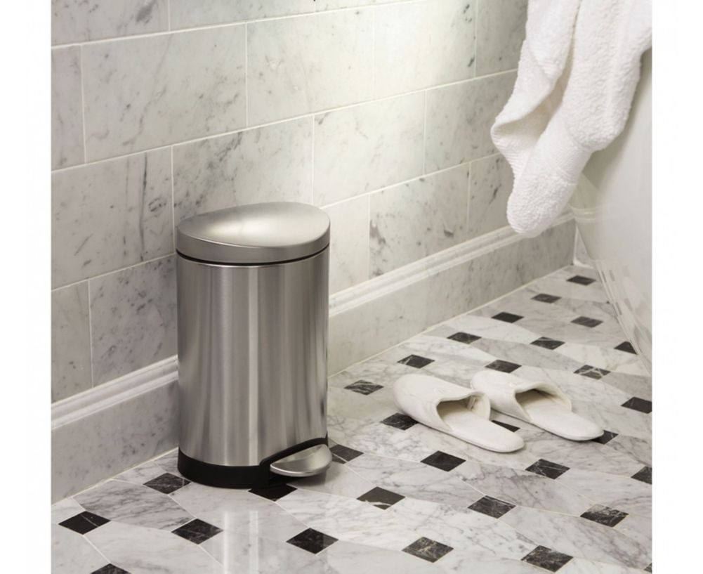 simplehuman&reg; Brushed S/S Step-On 6 L / 1.6 Gal Trash Container