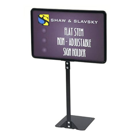 Black Flat Stem Fixed Height Sign Holder w/ 10" Stem, 8-1/2 x 11