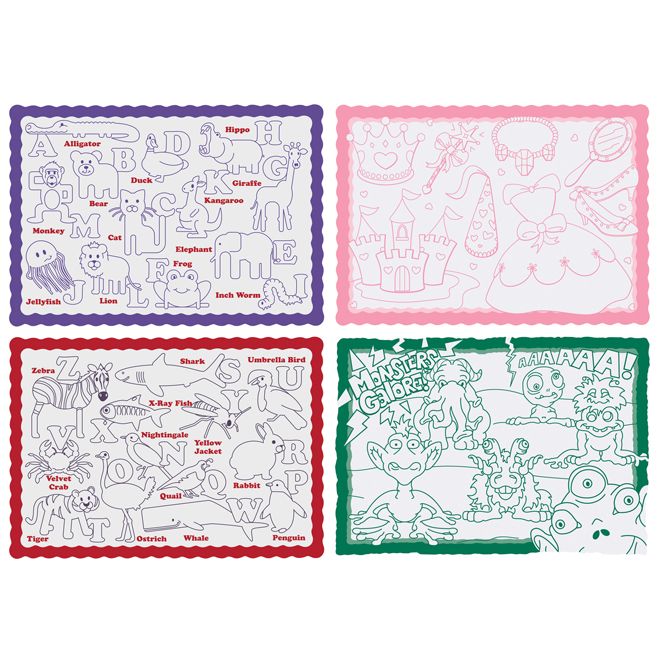 Hoffmaster&reg; 9-3/4 x 14 Children's Color Me Print Placemat